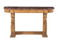 A French Carved Oak Marble-Top Console Table