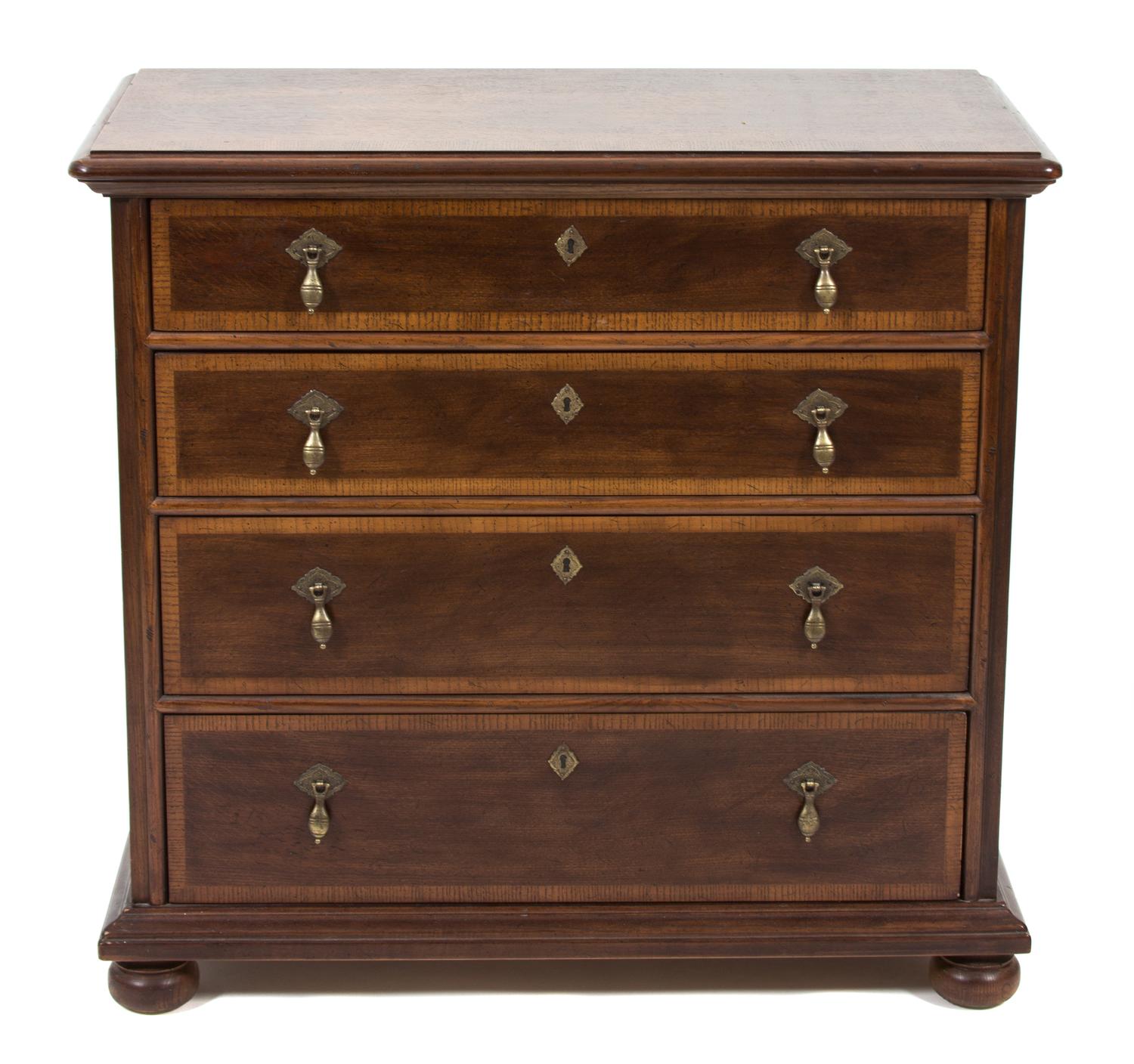 A William & Mary Style Inlaid Mahogany Chest of Drawers — 20TH CENTURY