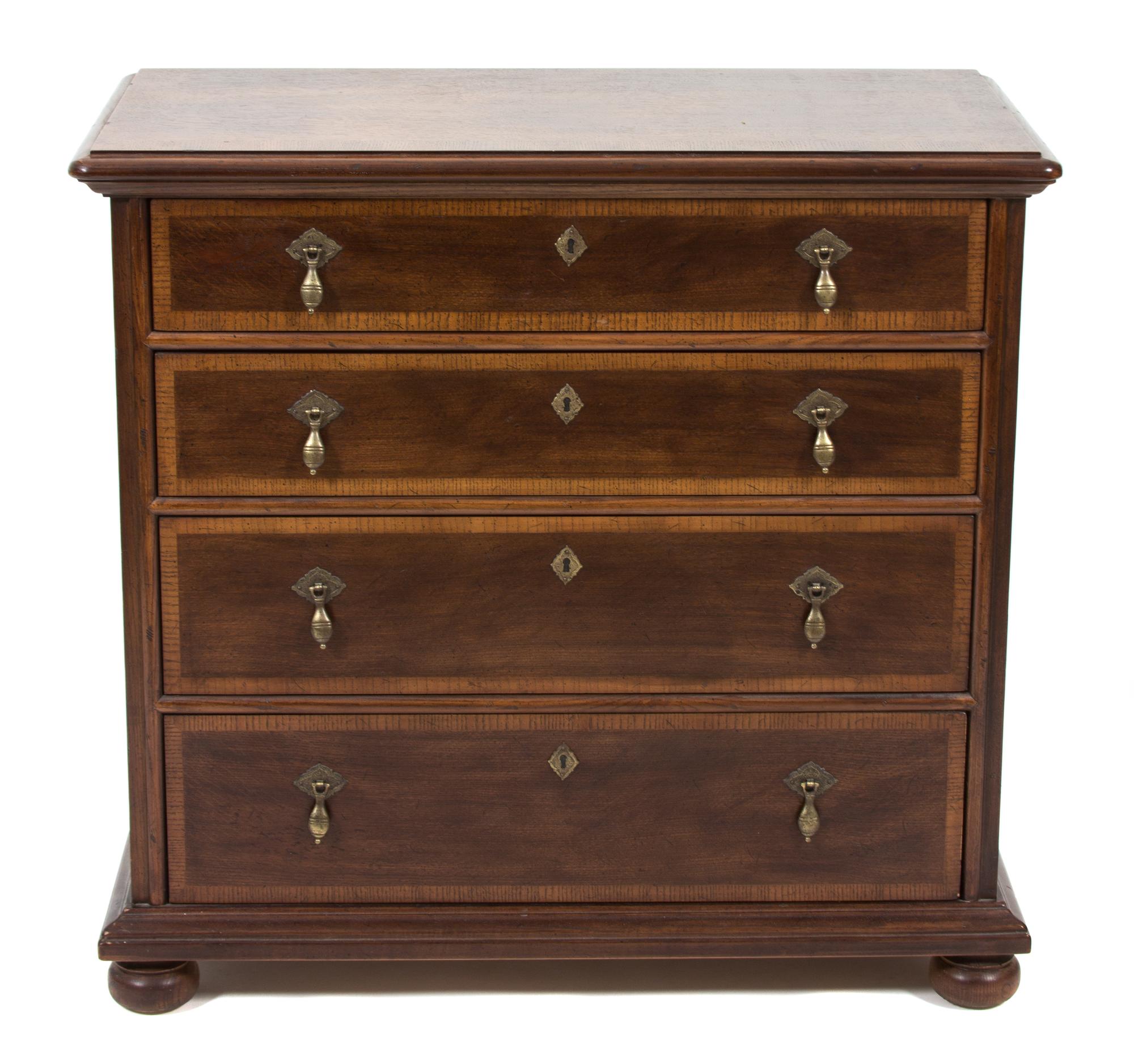 A William & Mary Style Inlaid Mahogany Chest of Drawers — 20TH CENTURY