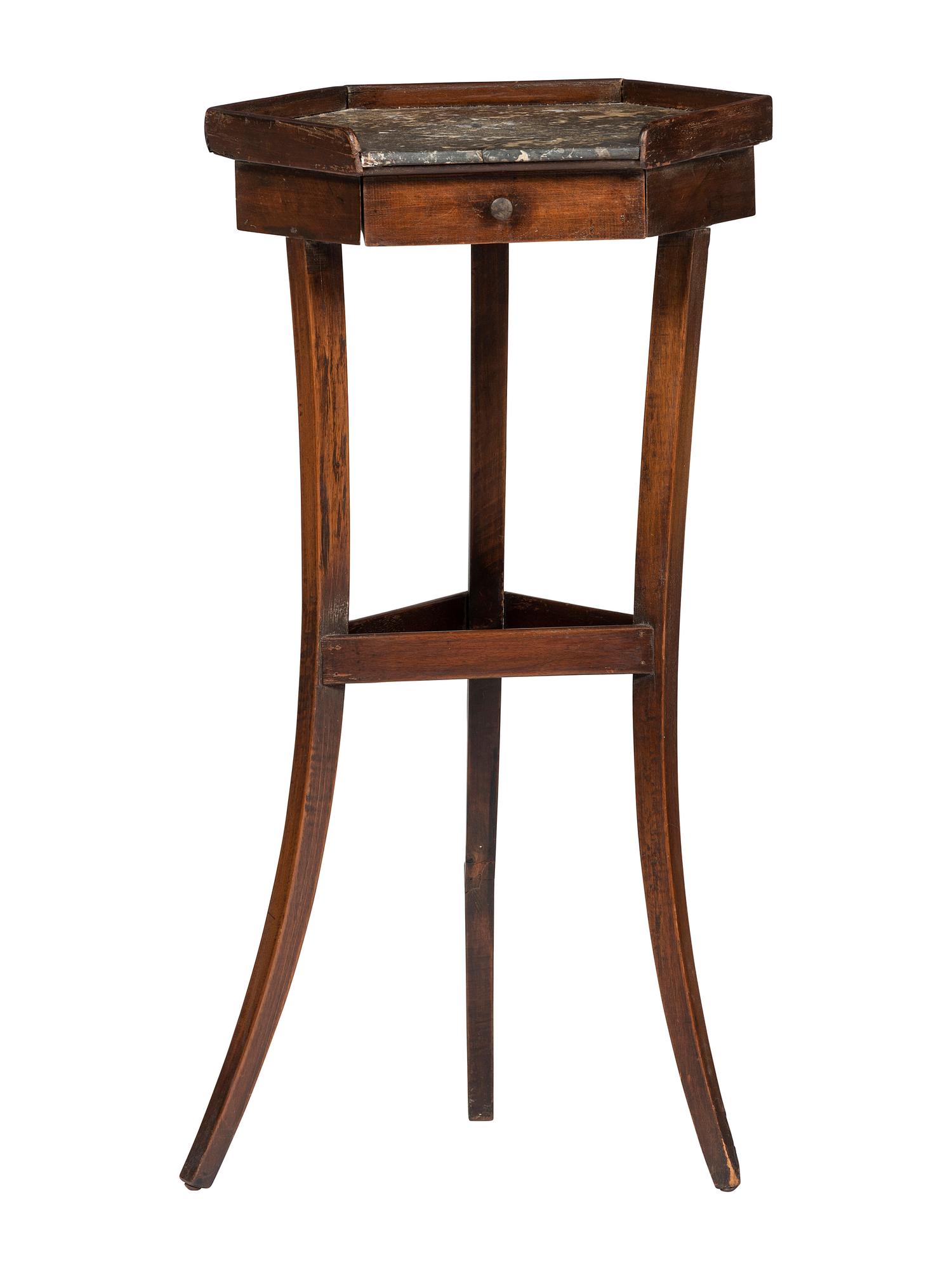 A Regency Mahogany One-Drawer Marble Top Stand