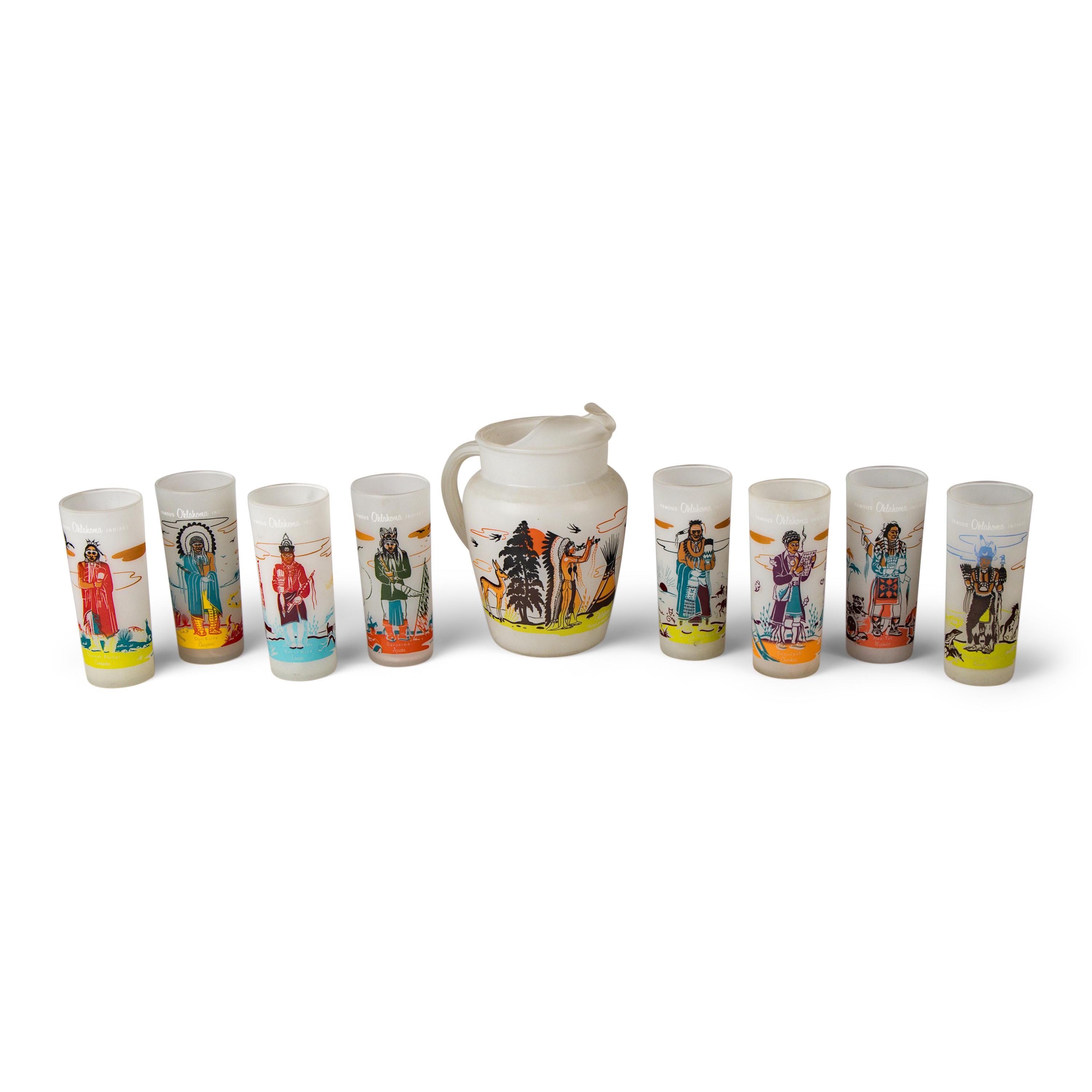 Acee Blue Eagle (Muscogee-Pawnee, 1907-1959) — " Famous Oklahoma Indians " Beverage Set