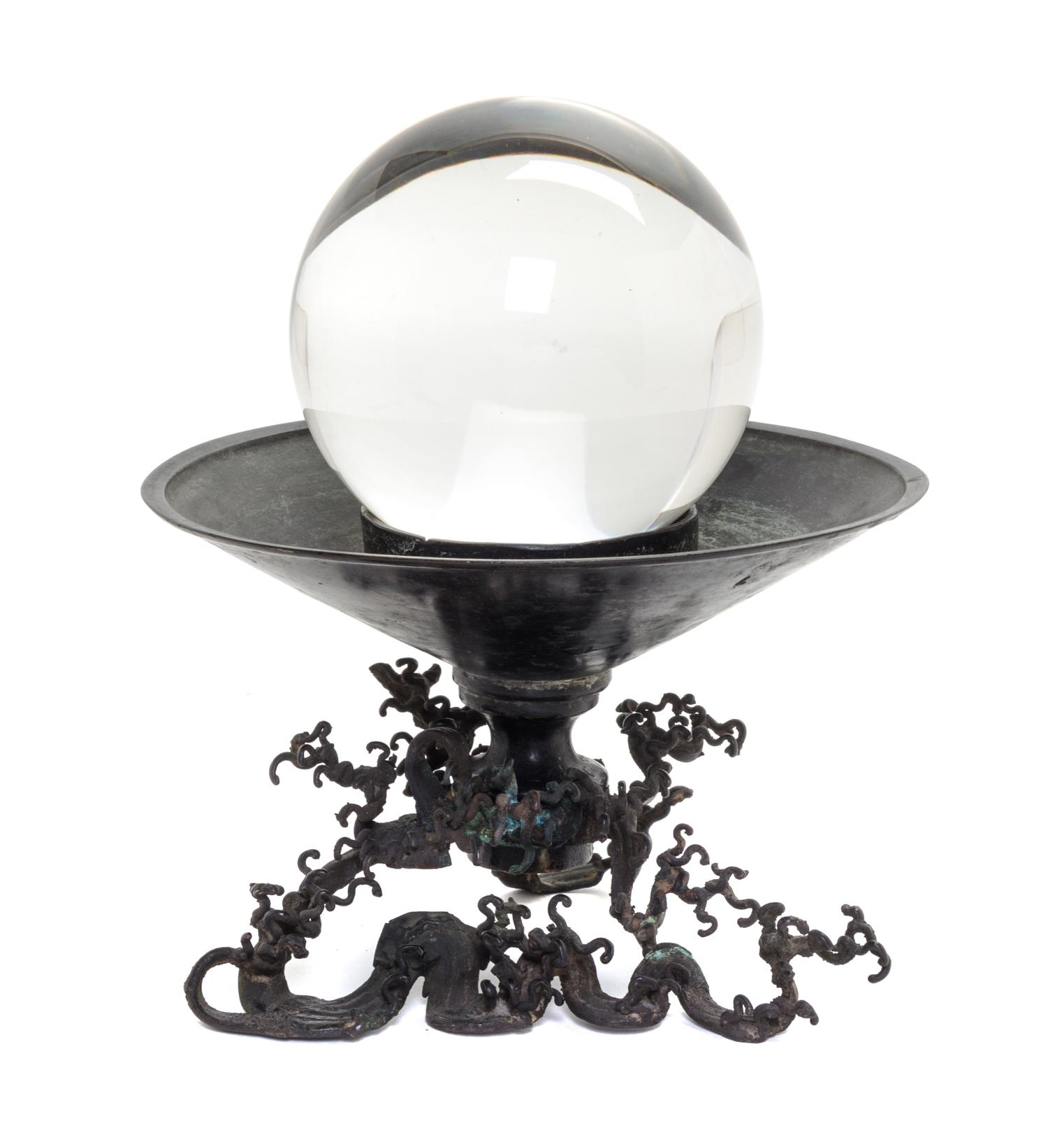 A Japanese Bronze Usabata Base Height overall 9 1/4 inches.