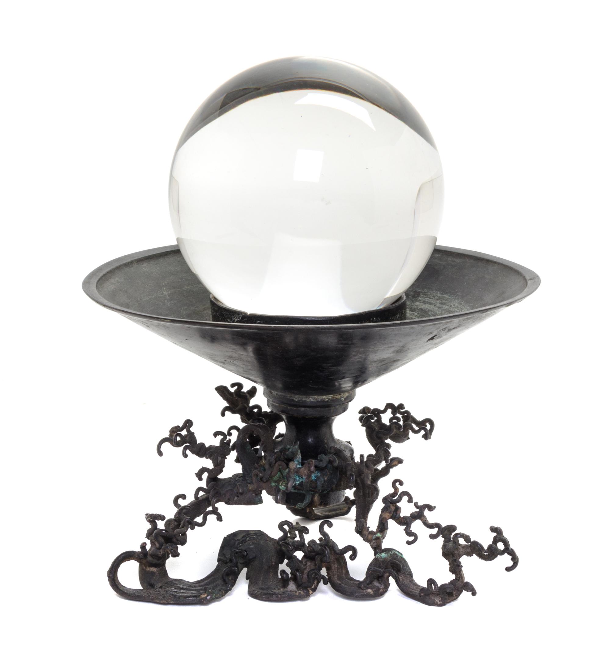 A Japanese Bronze Usabata Base Height overall 9 1/4 inches.