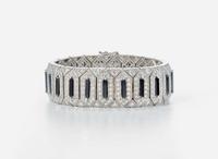 A 14K White Gold, Onyx, and Diamond Bracelet