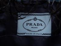 PRADA, FEATHER COLLAR CROP DENIM JACKET