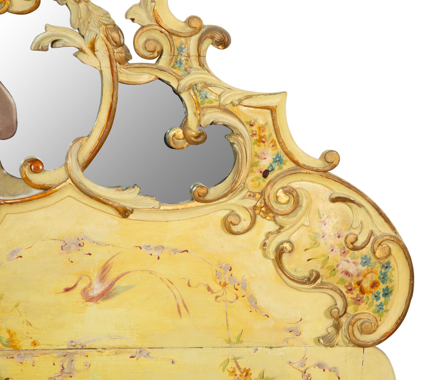 A Venetian Style Painted Bed with Mirrored Sections