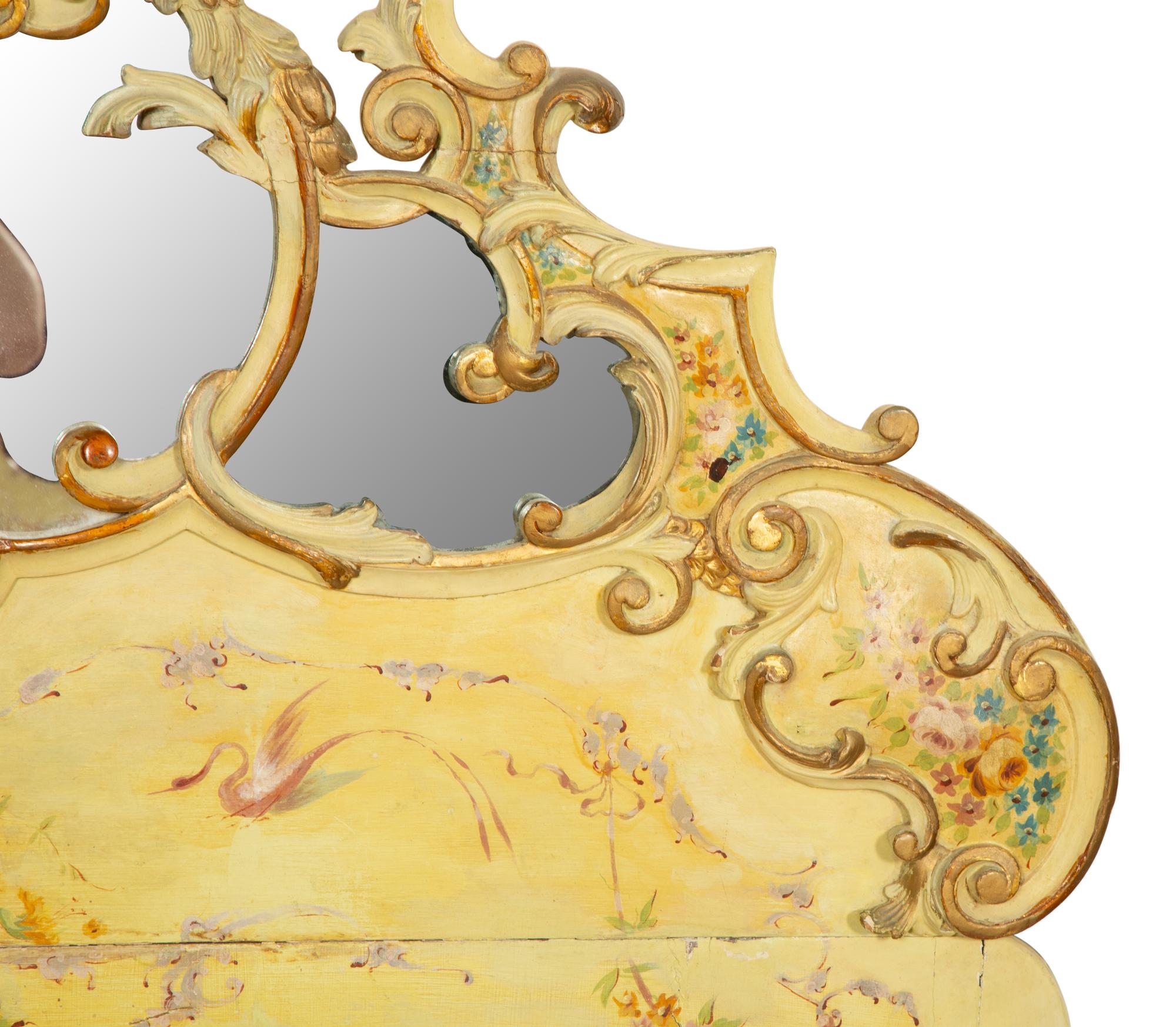 A Venetian Style Painted Bed with Mirrored Sections