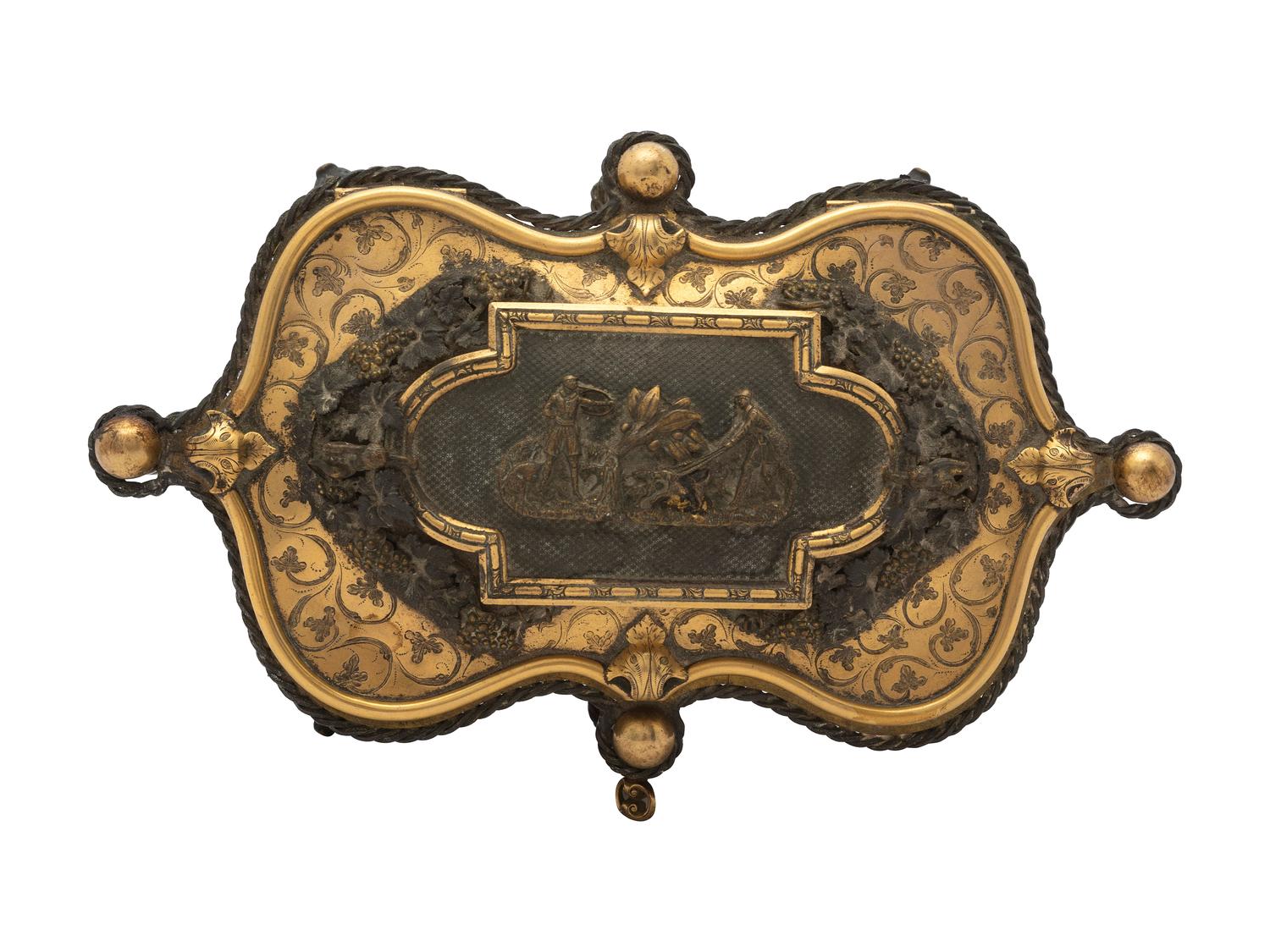 A French Brass Serpentine Jewelry Case