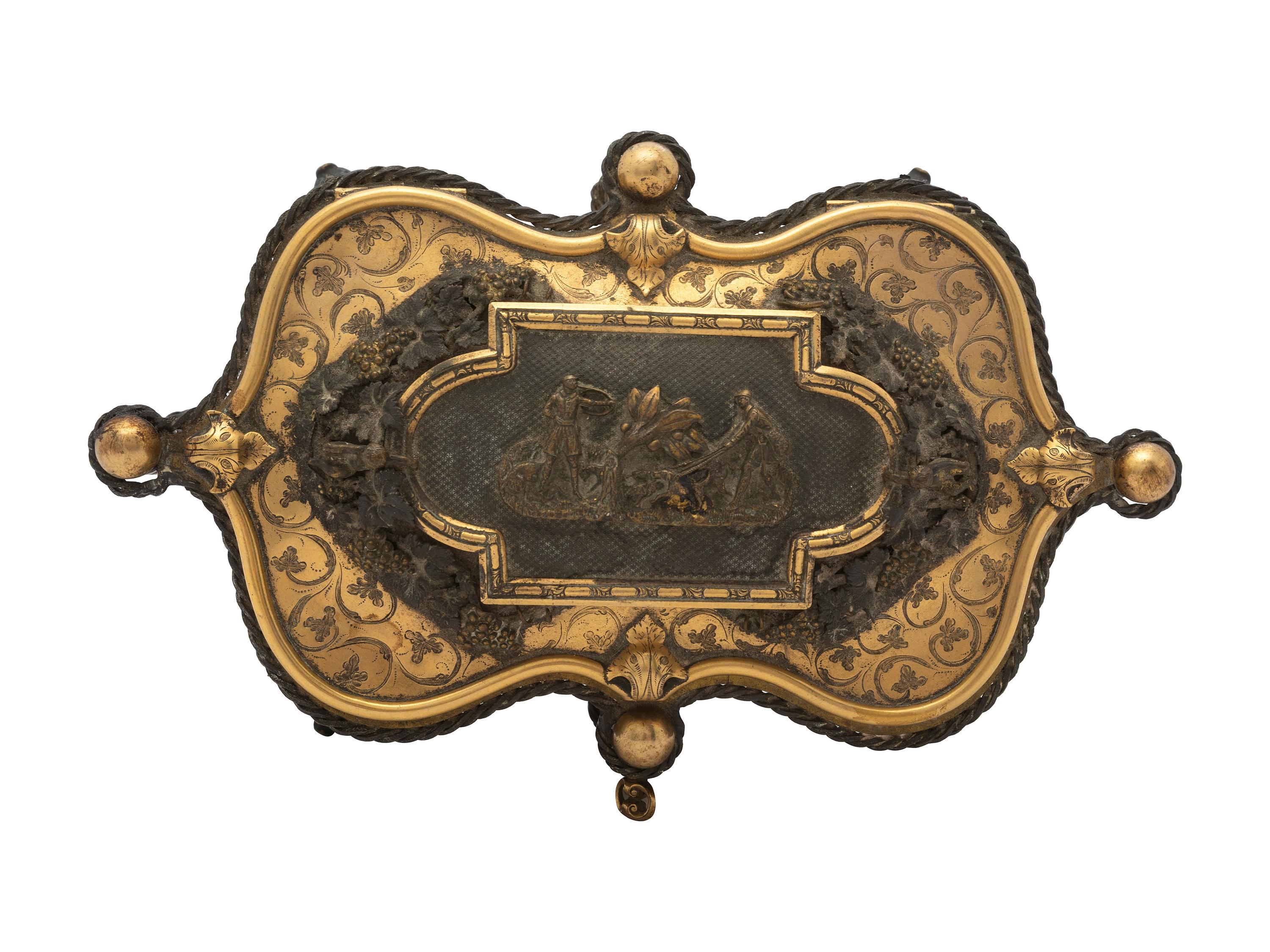 A French Brass Serpentine Jewelry Case