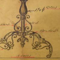 A Framed Original Working Drawing from the Estate of Jose Thenee 27.75" W x 1" D x 33" H — Argentina, Circa 1930