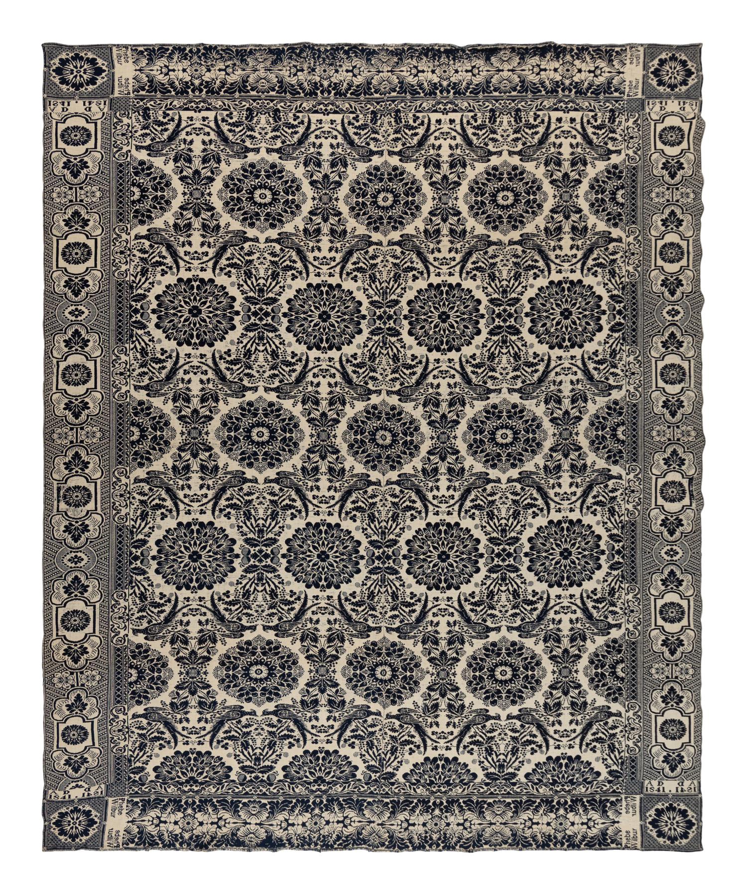 Two Cotton and Wool Jacquard Coverlets