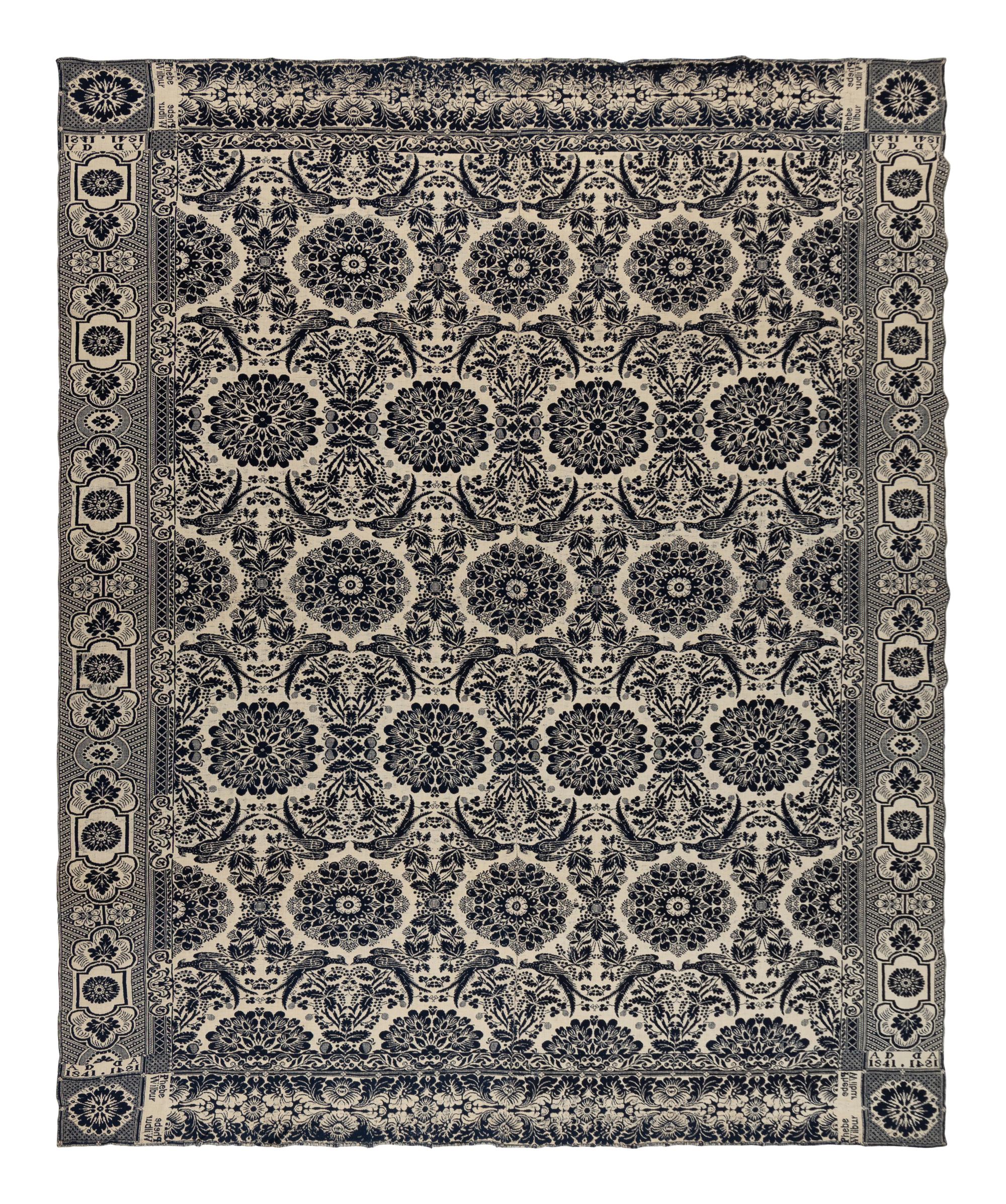 Two Cotton and Wool Jacquard Coverlets