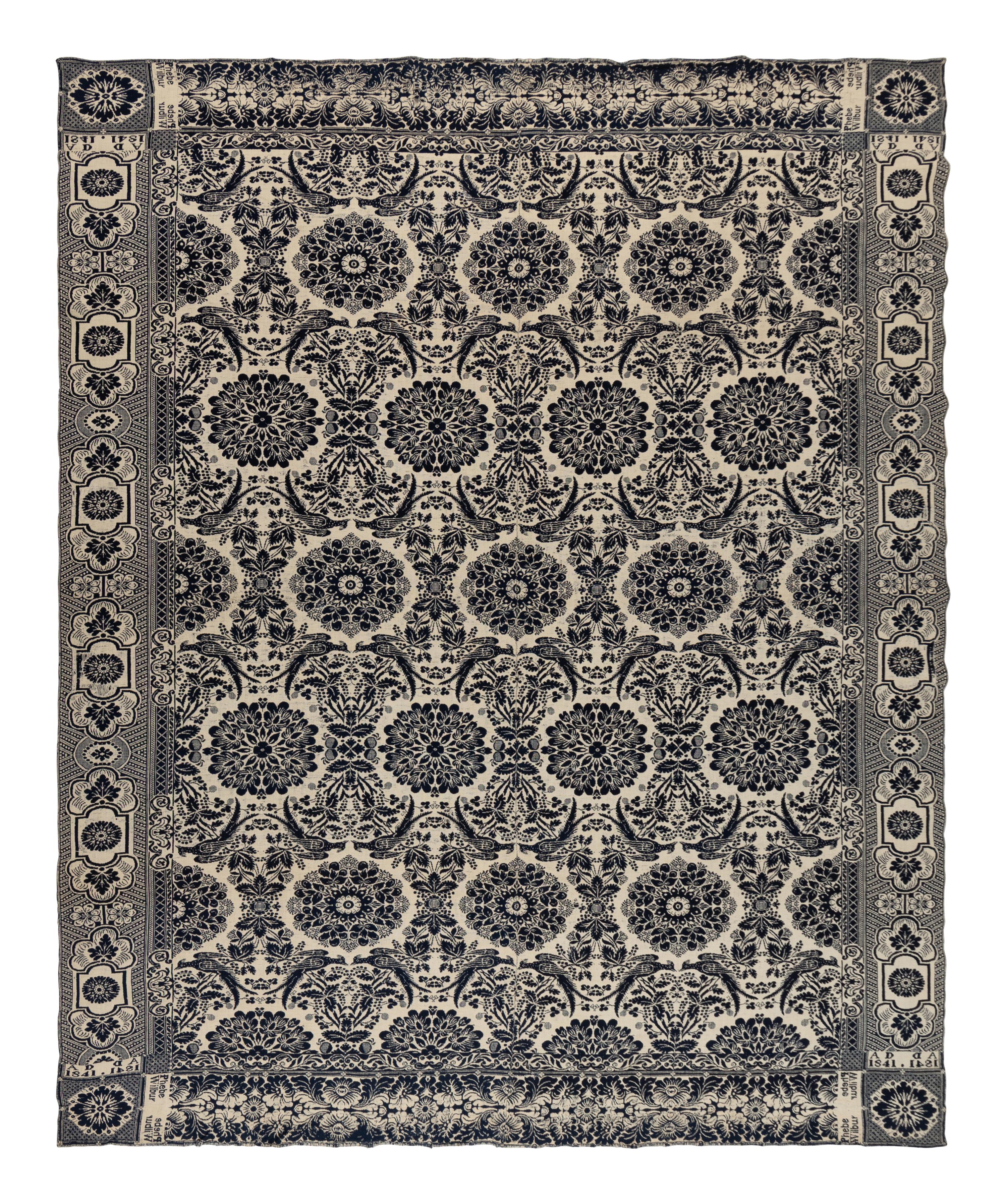 Two Cotton and Wool Jacquard Coverlets