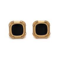 ONYX, DIAMOND AND YELLOW GOLD CUFFLINKS