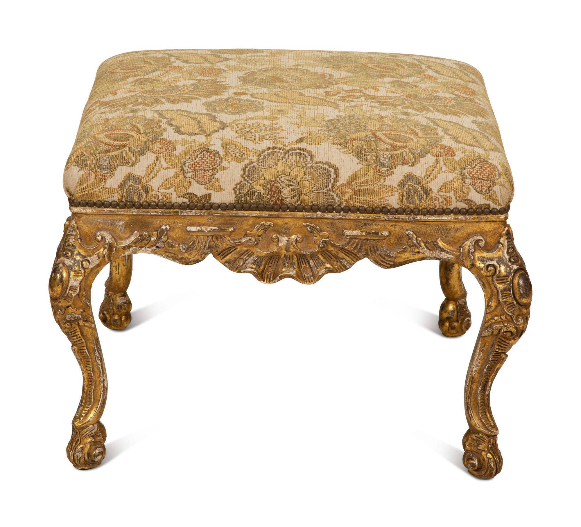 A Louis XV Style Giltwood Tabouret