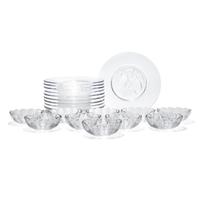 A Val Saint Lambert Cut and Etched Glass Dessert Service