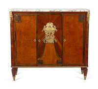 A French Gilt Bronze Mounted Amboyna Veneered Marble-Top Cabinet — CIRCA 1900