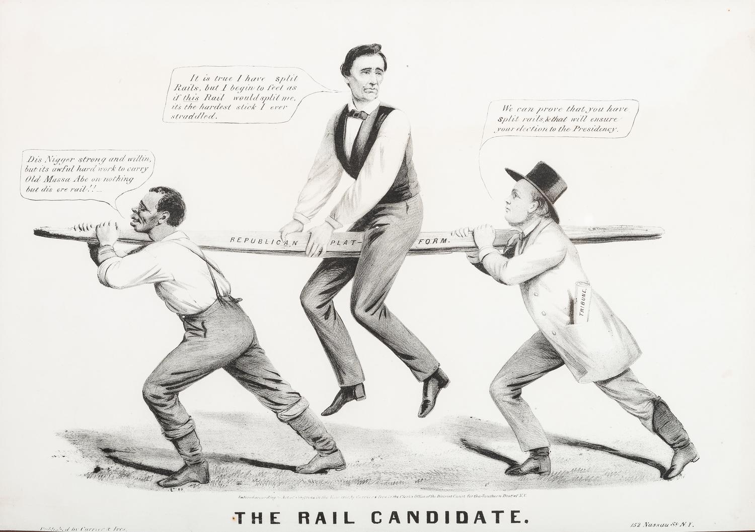 [POLITICS] -- [LINCOLN, Abraham (1809-1865)]. CURRIER & IVEW, publishers. The Rail Candidate.