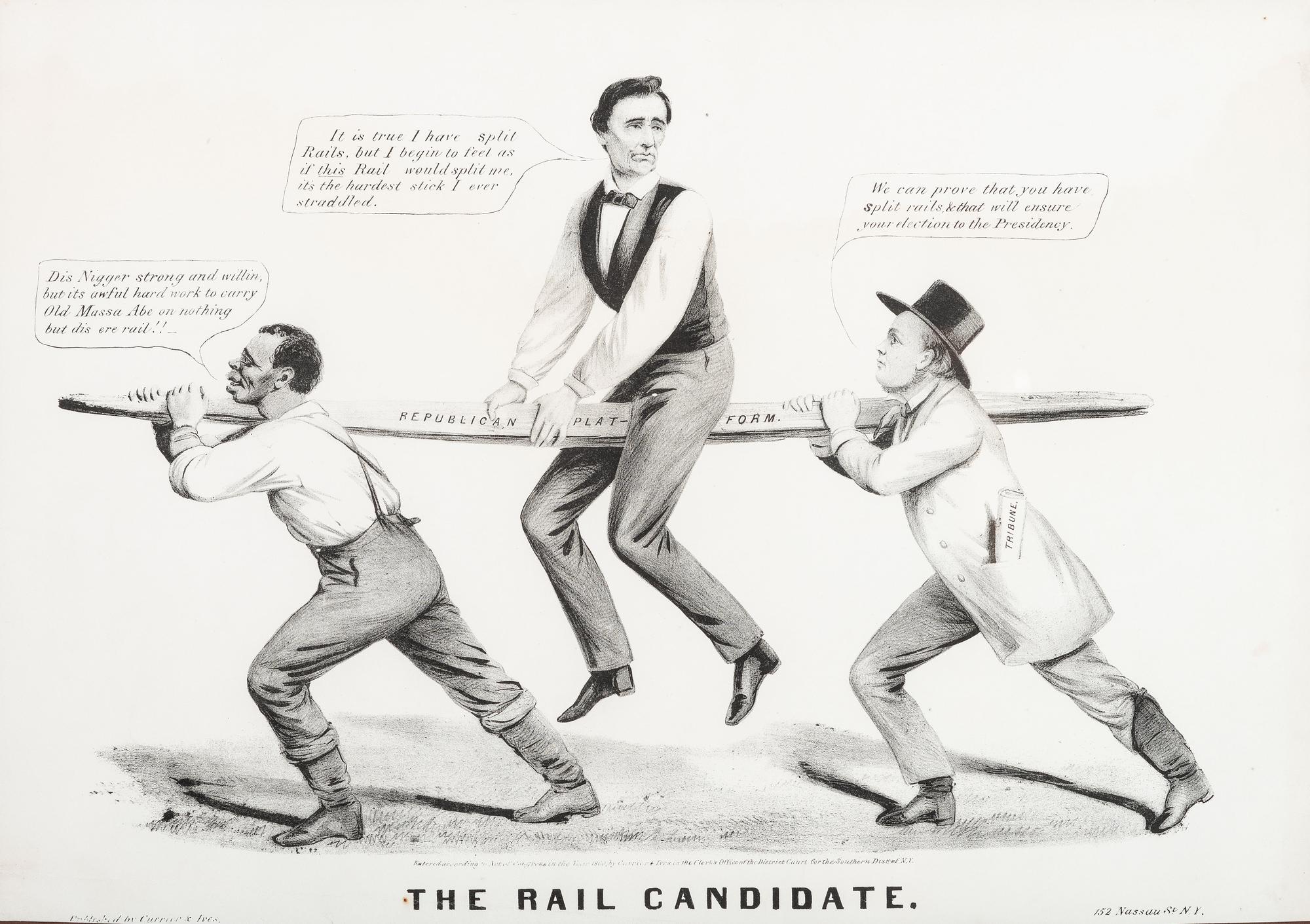 [POLITICS] -- [LINCOLN, Abraham (1809-1865)]. CURRIER & IVEW, publishers. The Rail Candidate.