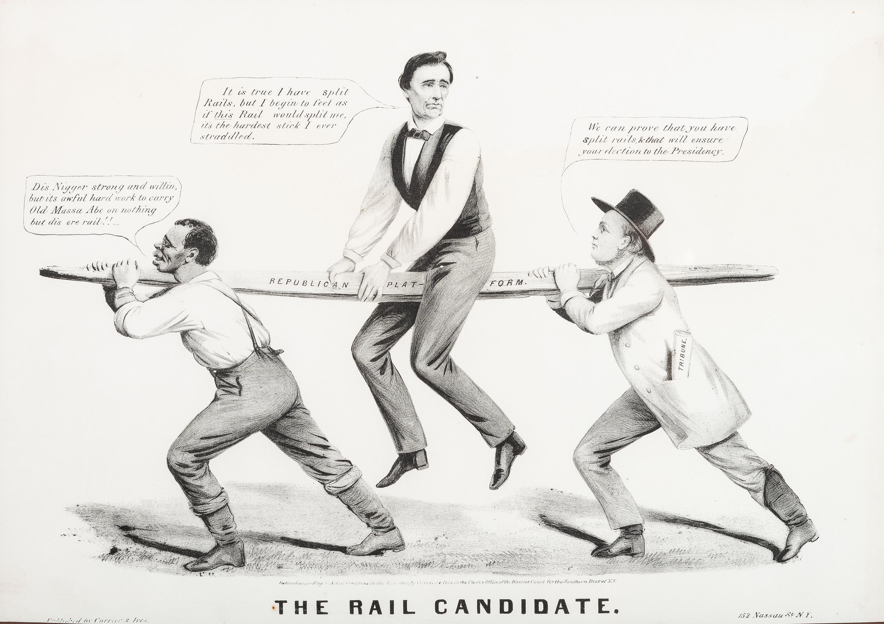 [POLITICS] -- [LINCOLN, Abraham (1809-1865)]. CURRIER & IVEW, publishers. The Rail Candidate.