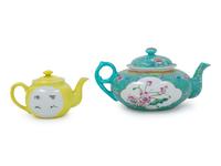 Two Chinese Famille Rose Porcelain Teapots