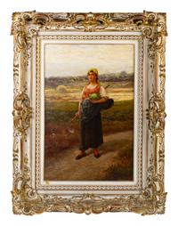 Peasant Girl on Country Lane