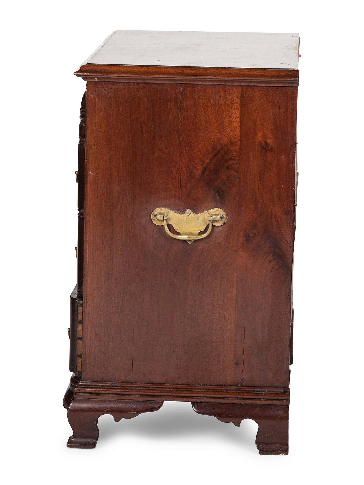 A Chippendale Style Shell-and-Block Carved Mahogany Kneehole Desk