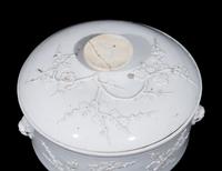 Two Chinese Carved Porcelain Covered Boxes