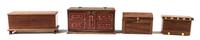 An Assembled Group of Three Chests and a Trunk Largest height 2 1/4 x width 4 1/2 x depth 1 3/4 inches. — Various Makers