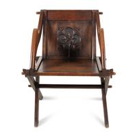 A Gothic Revival Oak Folding Chair