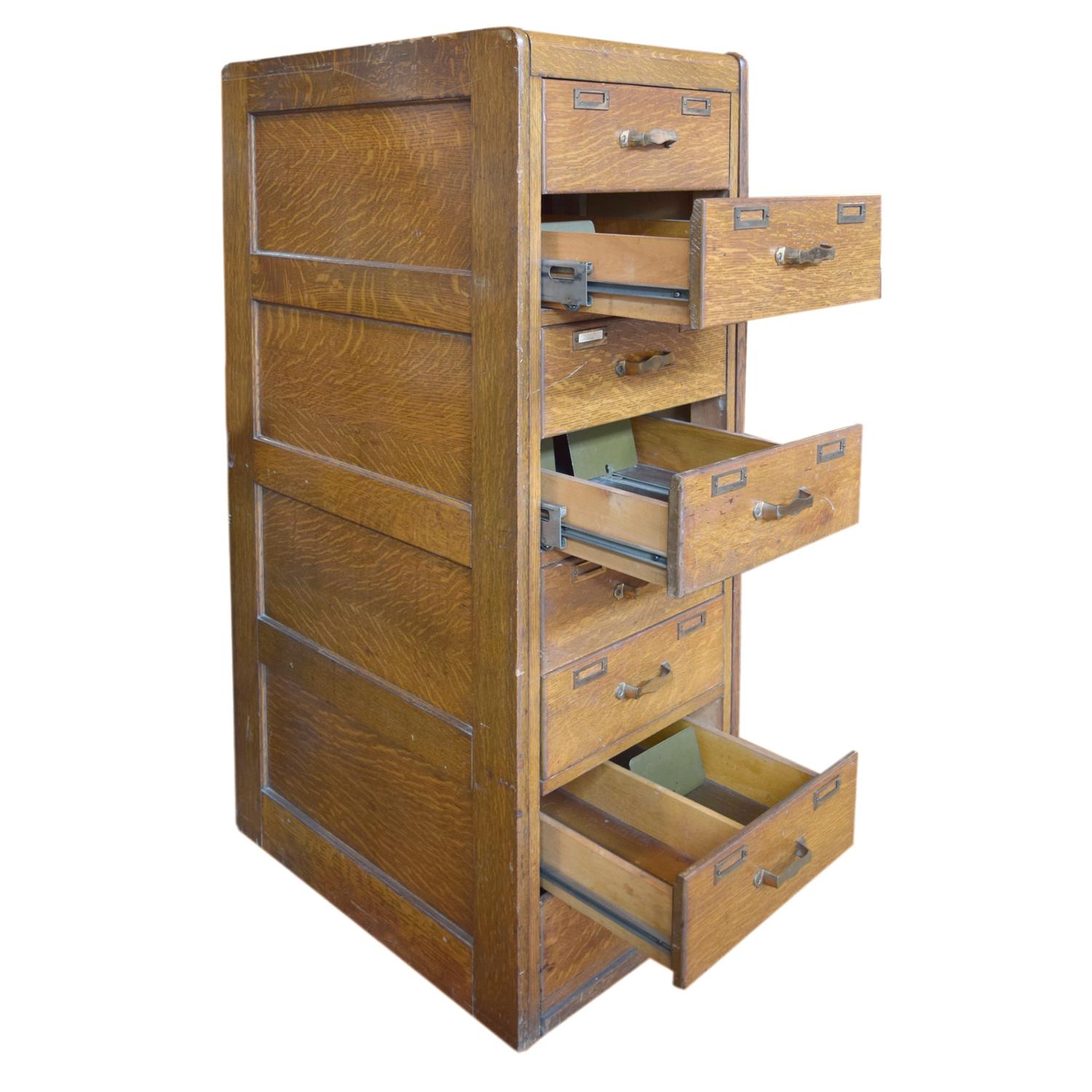 An Oak Eight Drawer Filing Cabinet 18" W x 27" D x 51.5" H — United States, Circa 1910