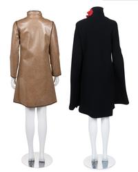 Two Pierre Cardin Coats: One Black, One Brown Vinyl Coated Tweed, 1960-70s