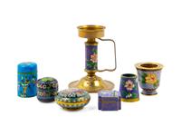 A Group of Seven Chinese Export Cloisonné Enamel Articles