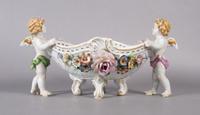 A German Porcelain Center Bowl, van Schierholz, Height 6 1/2 x width 12 1/2 inches.