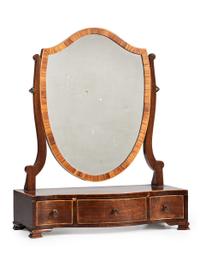 A George III Mahogany and Satinwood Dressing Mirror