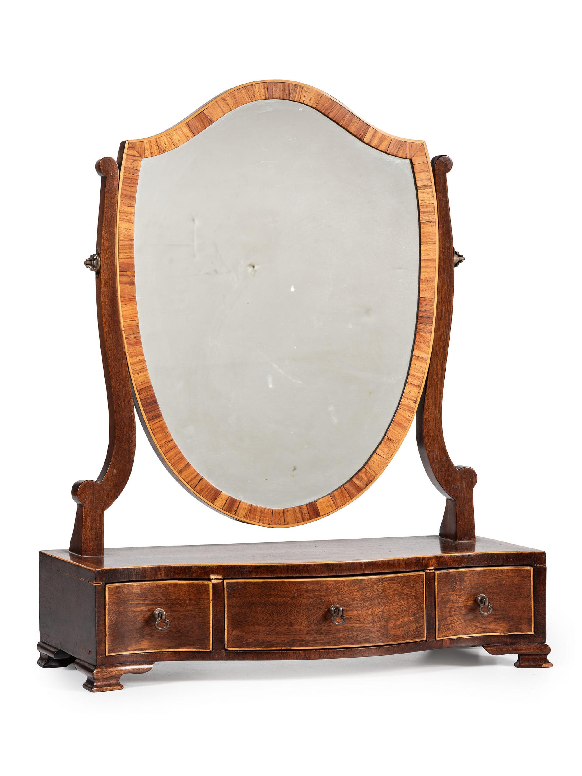 A George III Mahogany and Satinwood Dressing Mirror