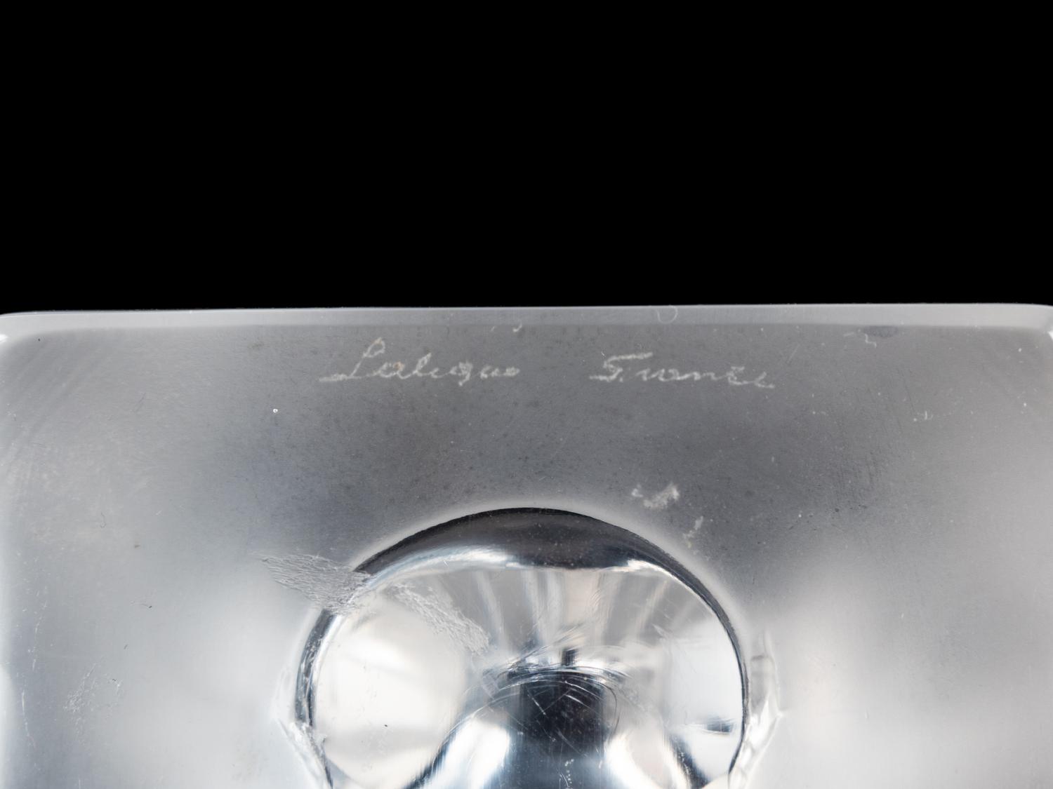 A Pair of Lalique Molded and Frosted Glass Deux Hirondelles Bookends
