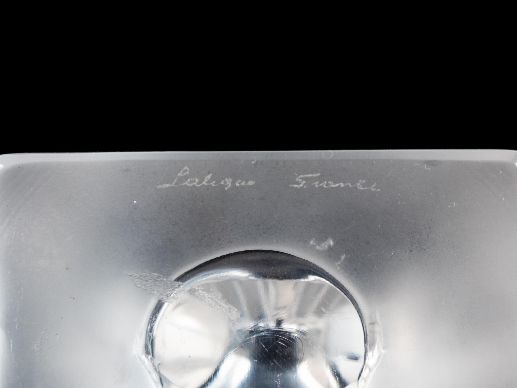 A Pair of Lalique Molded and Frosted Glass Deux Hirondelles Bookends