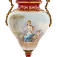 A Gilt Metal Mounted Sèvres Style Porcelain Urn