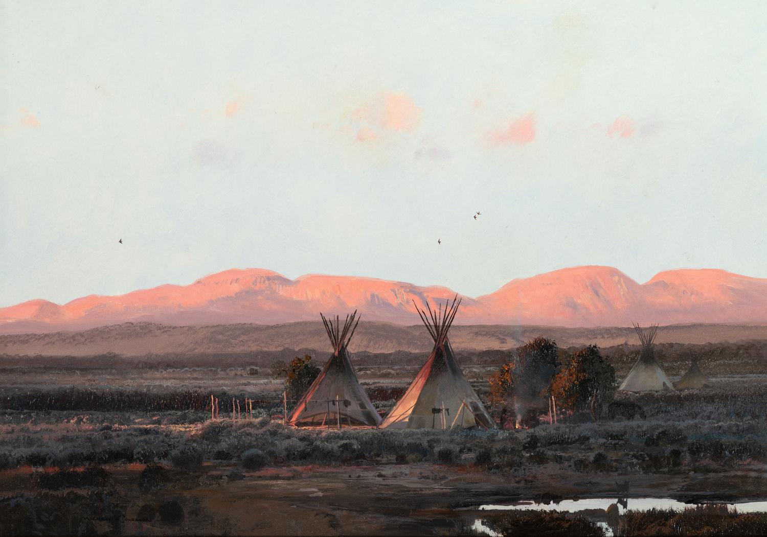 Crow Indian Camp at Sunset