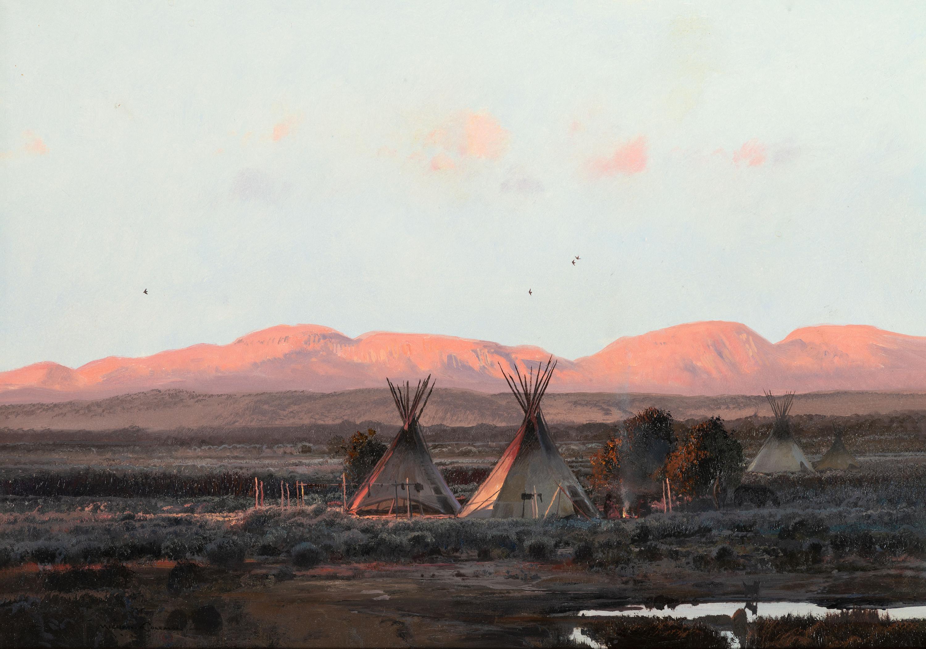 Crow Indian Camp at Sunset