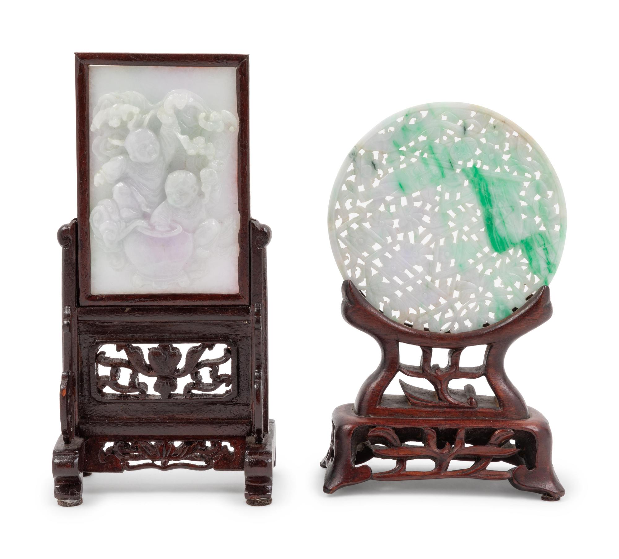 Two Chinese Jadeite Table Screens