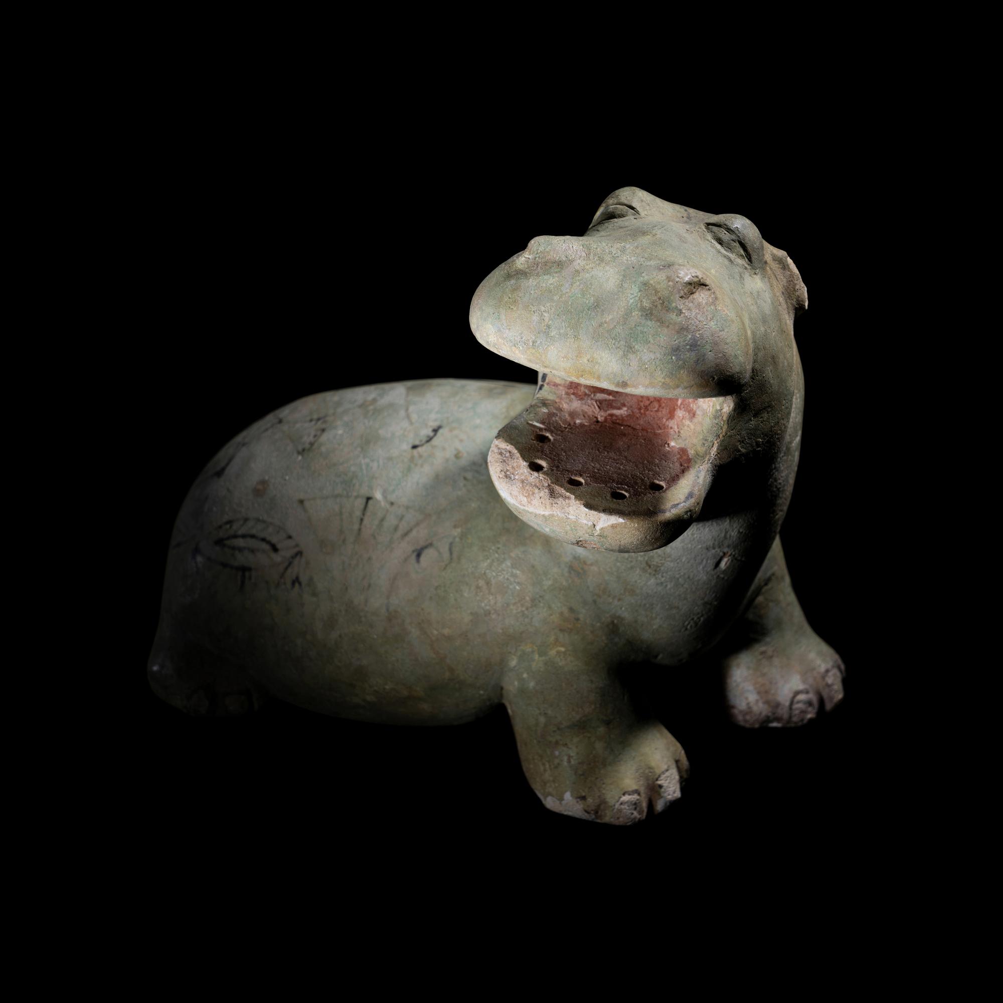 An Egyptian Faience Hippopotamus