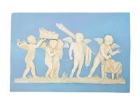 A Pair of Wedgwood Blue Jasperware Plaques The Marriage of Cupid and Psyche and Sacrifice to Hymen