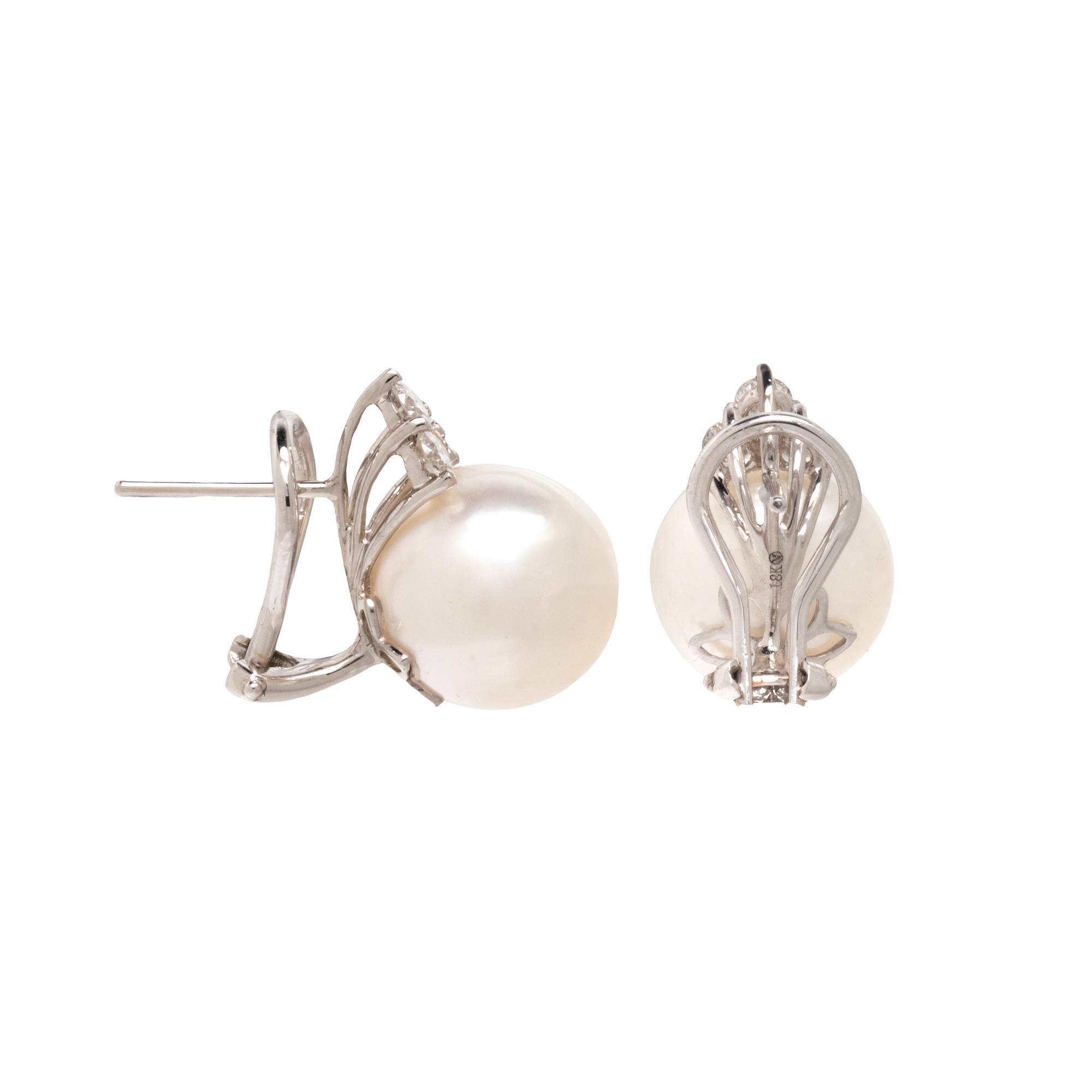 SOUTH SEA CULTURED PEARL AND DIAMOND EARRINGS