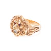 YELLOW GOLD, DIAMOND AND RUBY LION RING