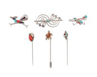 Zuni and Navajo Silver and Inlay Brooches and Hat Pins