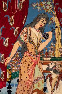 Three Indo-Persian Wool Mats and a Persian Pictorial Wool Mat