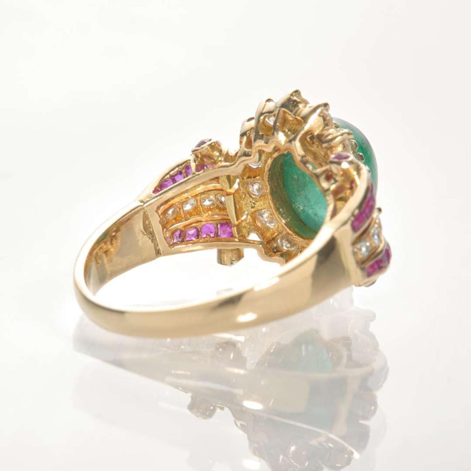 A 14K Yellow Gold and Gemstone Ring