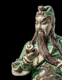 A Chinese Famille Verte Porcelain Figure of Guanyu